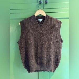 Men's Brown Alpaca and silk Cable Knit Sweater Vest